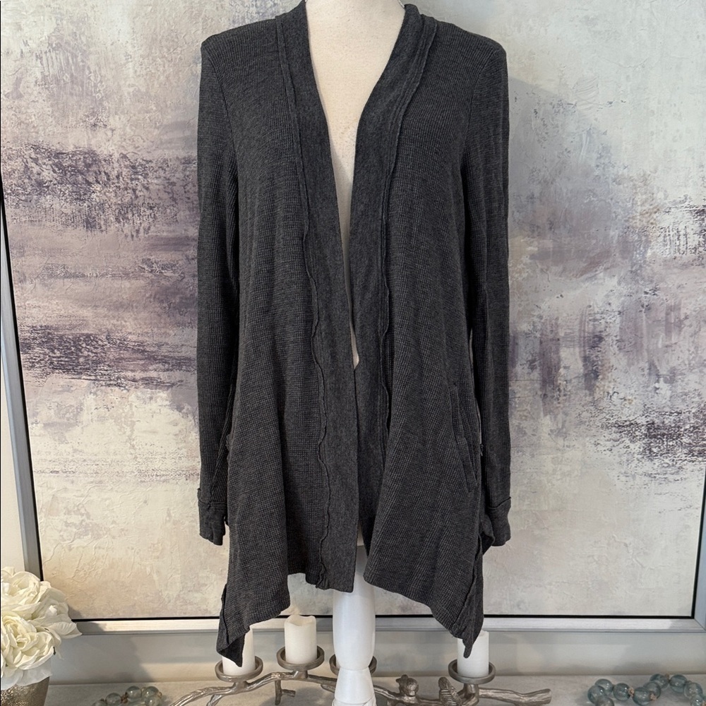Splendid Women's Gray waffle knit Open Front Sweater